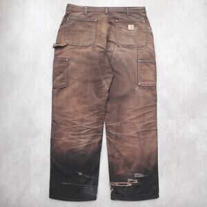 Vintage FADED Black Carhartt B01 BLK Double Knee Carpenter Pant 36x30
